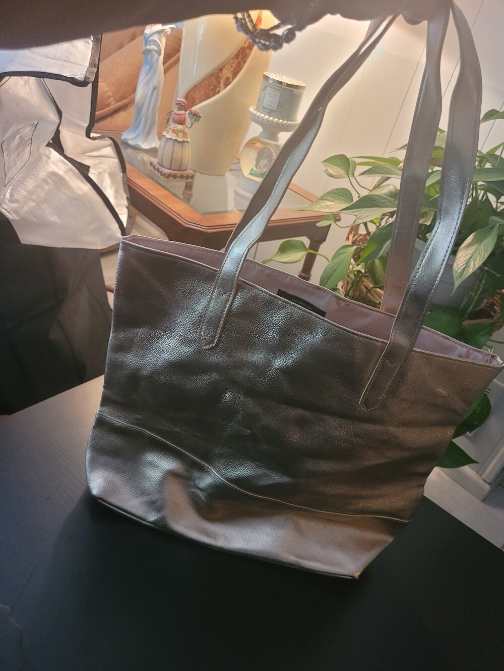 Bloomingdales Classic Women’s Faux Leather Tote Bag in Metallic Gold